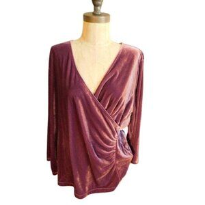 Soft Surroundings Size 1X Plus Size Crushed Velvet Ruched Side Top NWT